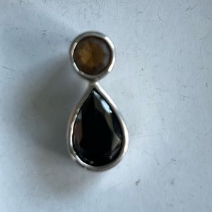 925 Pear shaped Pendant with smoky quartz and onyx